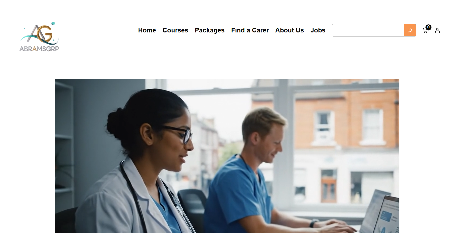 Learning Management System developed for Abrams Healthcare with user dashboard and training modules