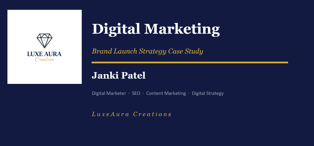 LuxeAura Creations brand launch portfolio showcasing logo design and luxury brand identity